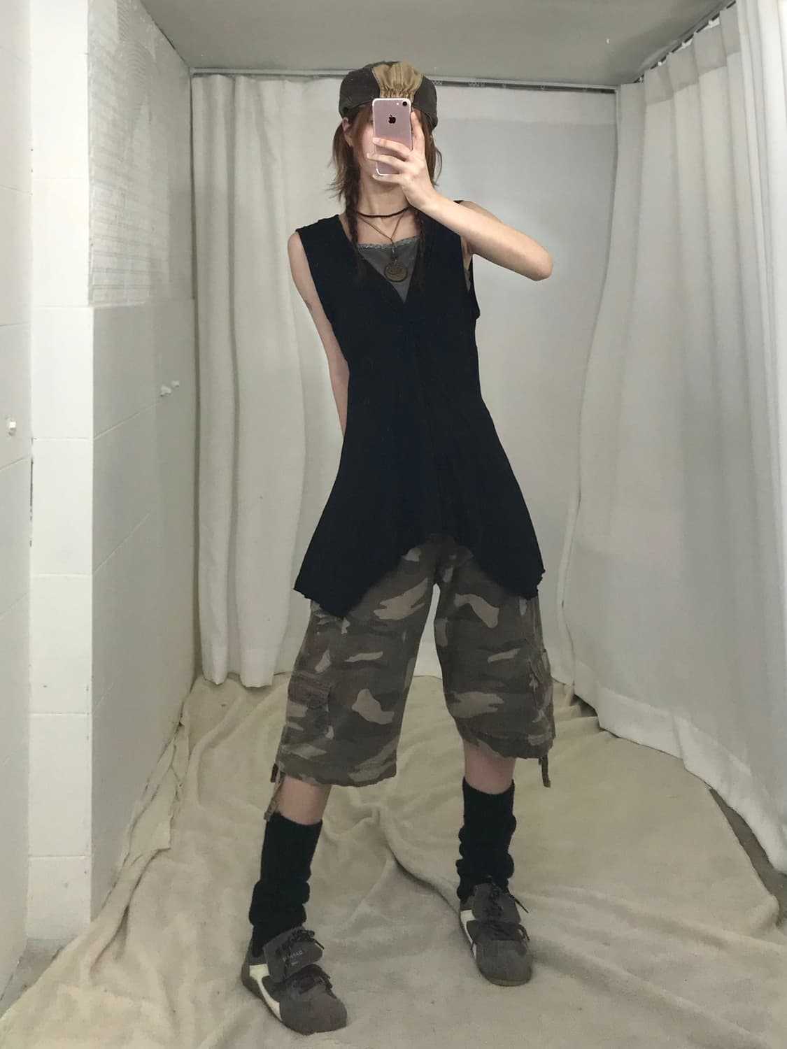빈티지 카키 브라운 y2k 코디 세트 상품이미지3