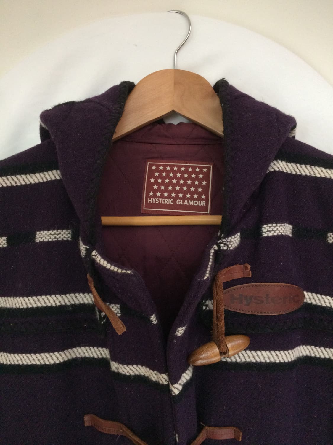 히스테릭 글래머 아카이브 소 가죽 카우 스킨 패치 포인트 누빔 더플 코트 상품이미지5