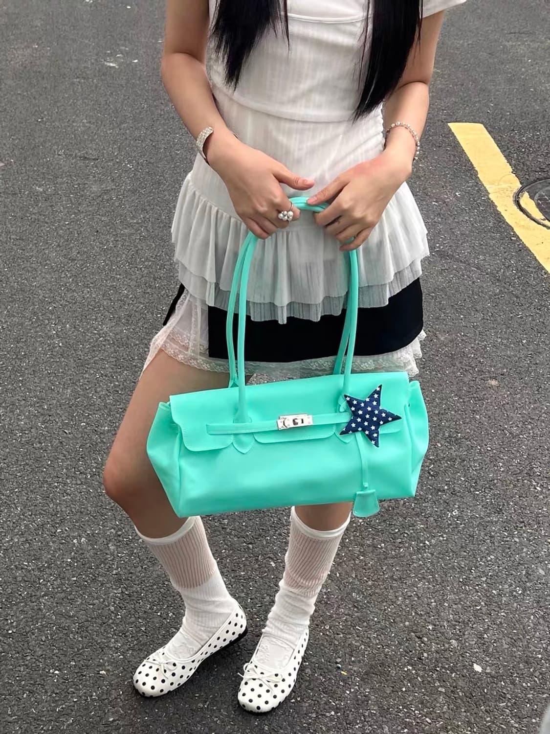 당일배송✨[자물쇠,키링걸이포함]키키 젤리버킨백 젤리벌킨 젤리벌킨백 민트 상품이미지1