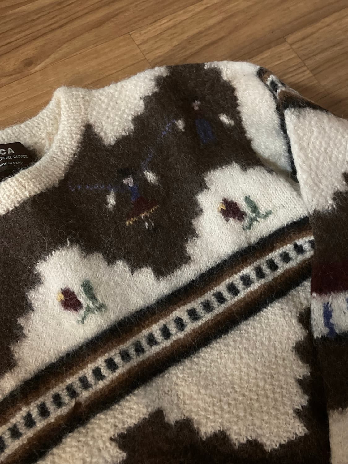 잉카 INCA knit 알파카 100 브라운 니트 상품이미지4