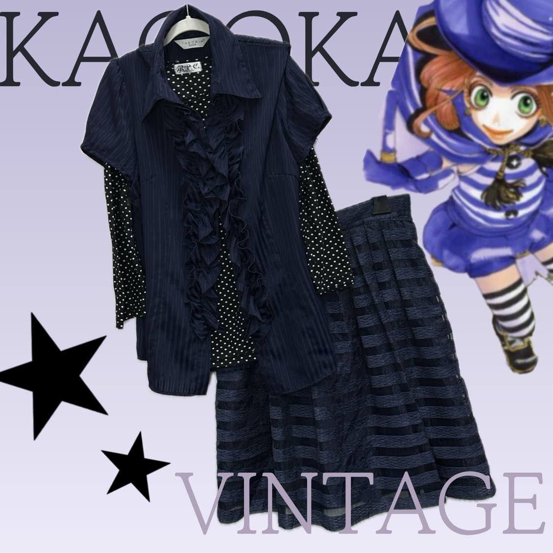 🐈‍⬛쇼콜라의 꼬마마녀 마계 코디세트🐈‍⬛ 도트 러블리 미디스커트 상품이미지1