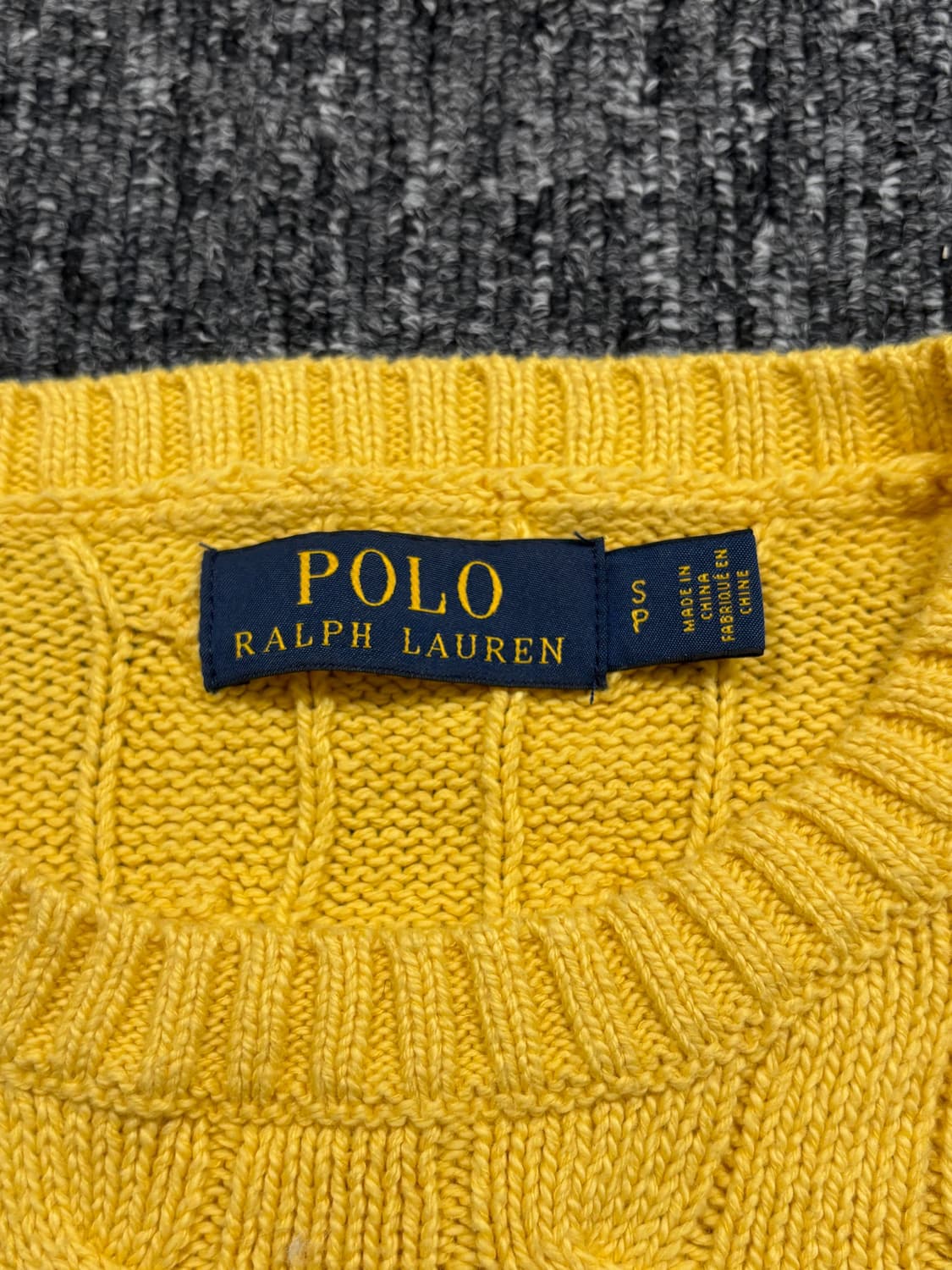 폴로 옐로우 코튼 꽈배기 니트 상품이미지6