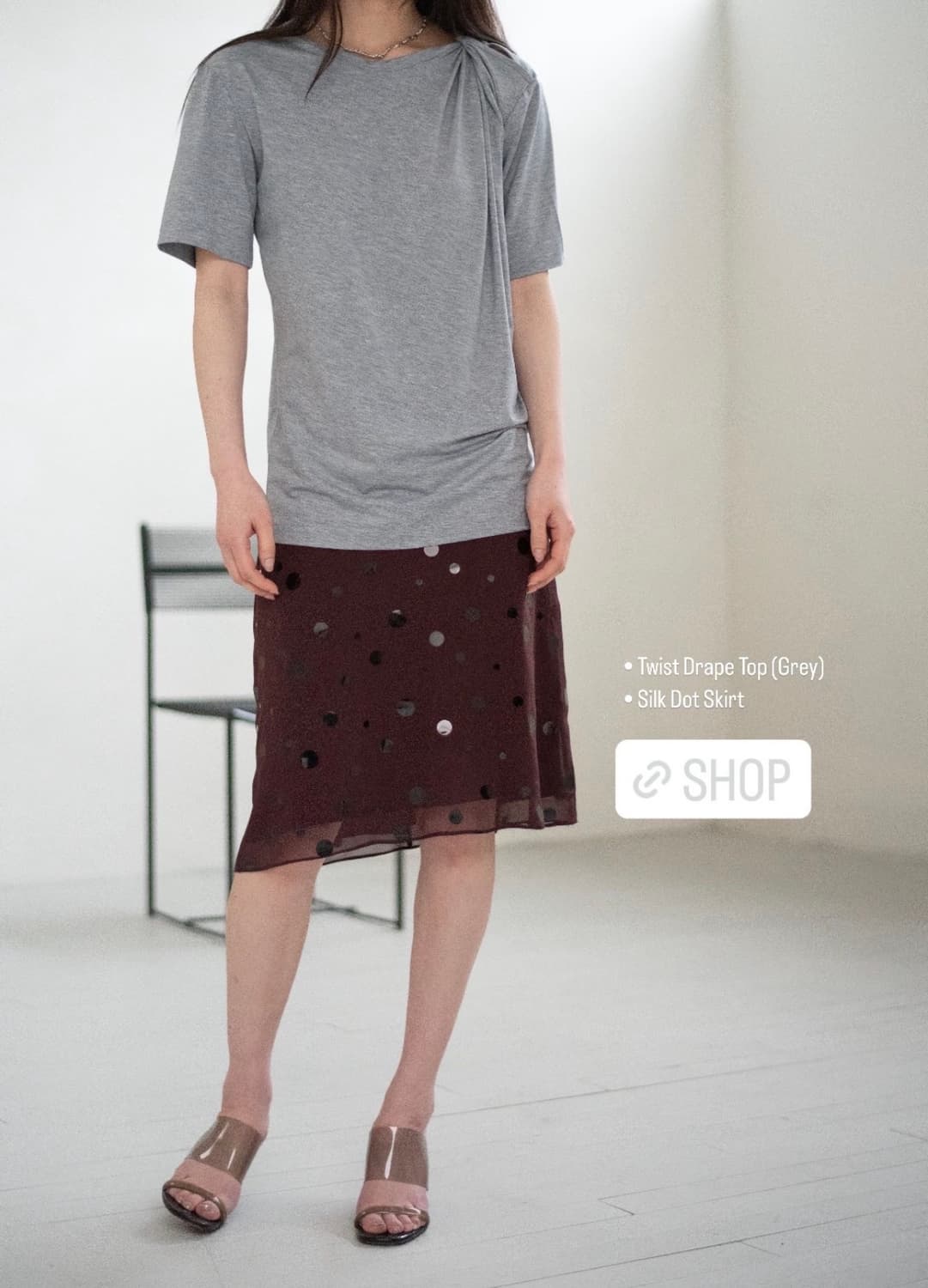 teak 티크 도트 실크 스커트 구해요 상품이미지1