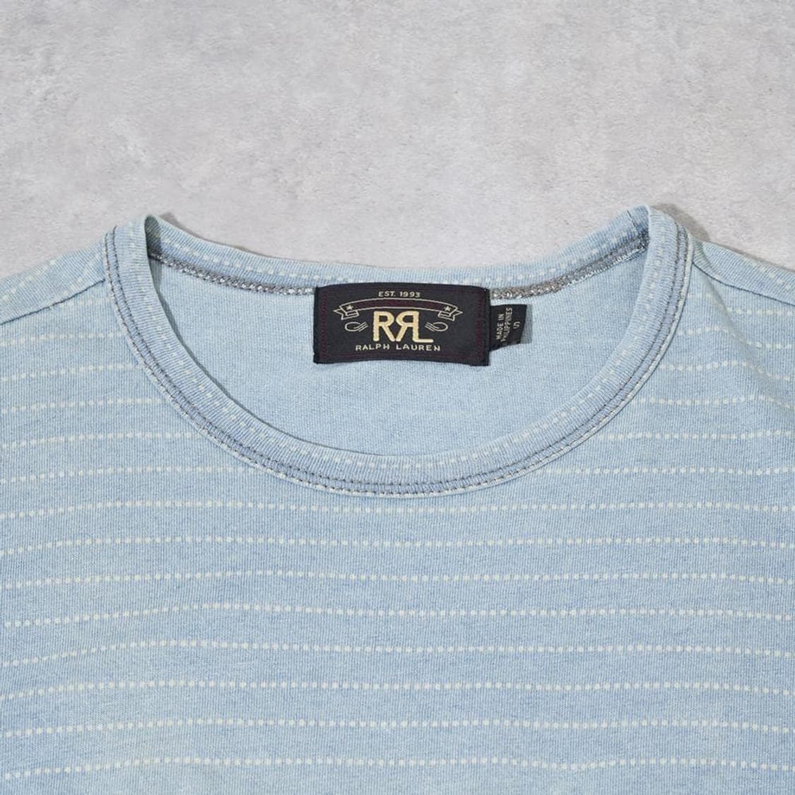 RRL 더블알엘 인디고 워시드 자카드 스트라이프 포켓 반팔티 상품이미지2