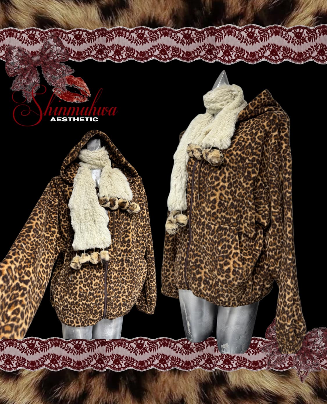 갸루 레오파드 후드집업  상품이미지1