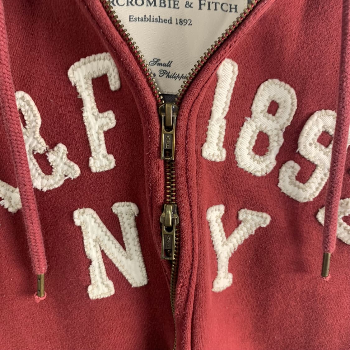 아베크롬비 y2k 와투케 헤비코튼 버건디 후드집업 상품이미지7