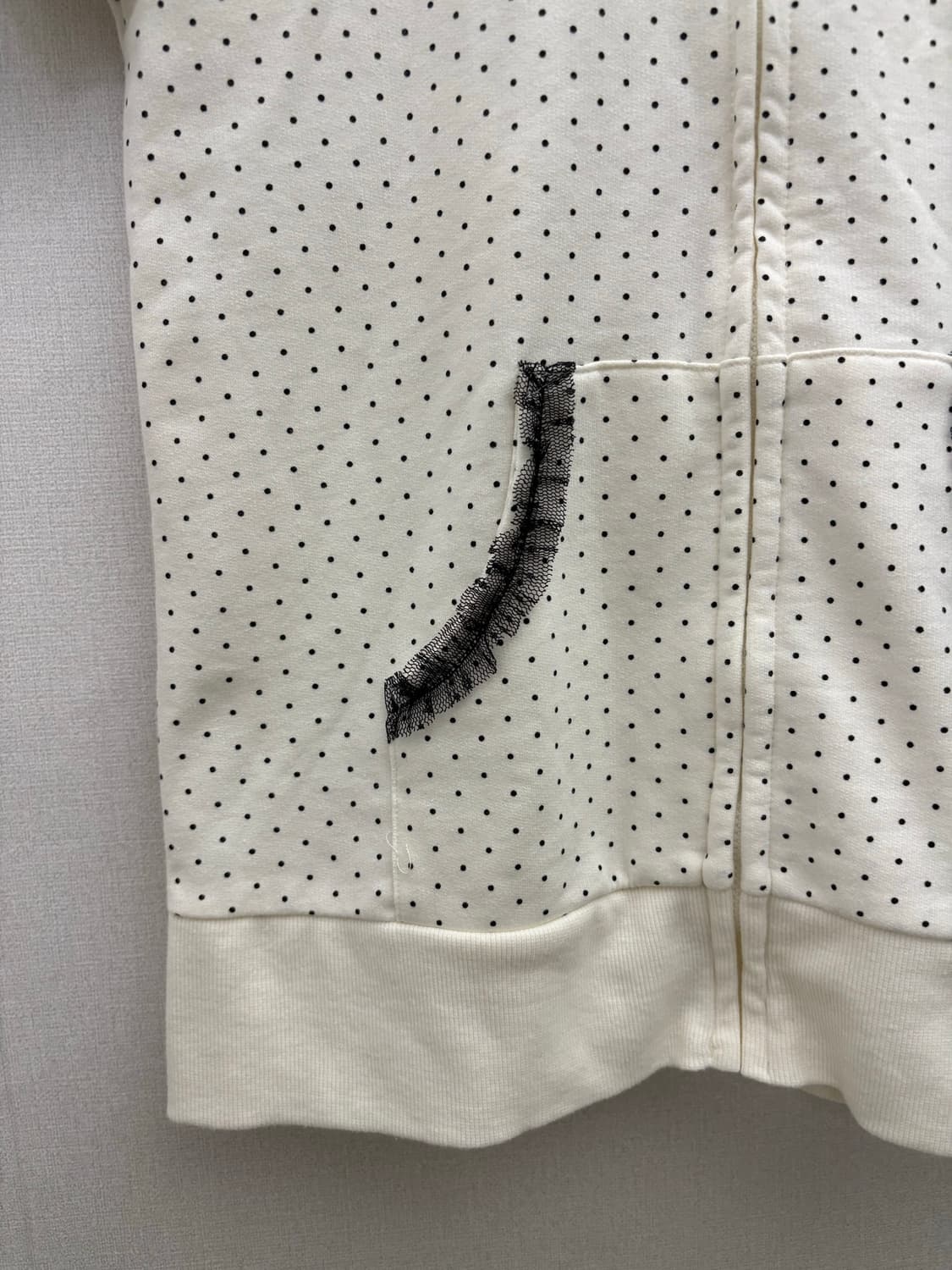 아이보리 도트 레이스 포켓 후드집업 상품이미지7