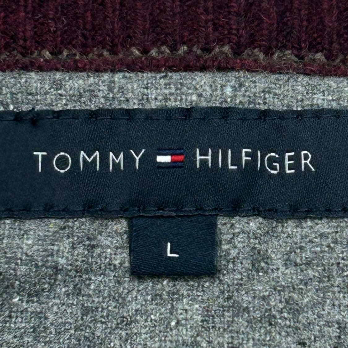 TOMMY HILFIGER 브라운 브이넥 엘보패치 니트 L 상품이미지7