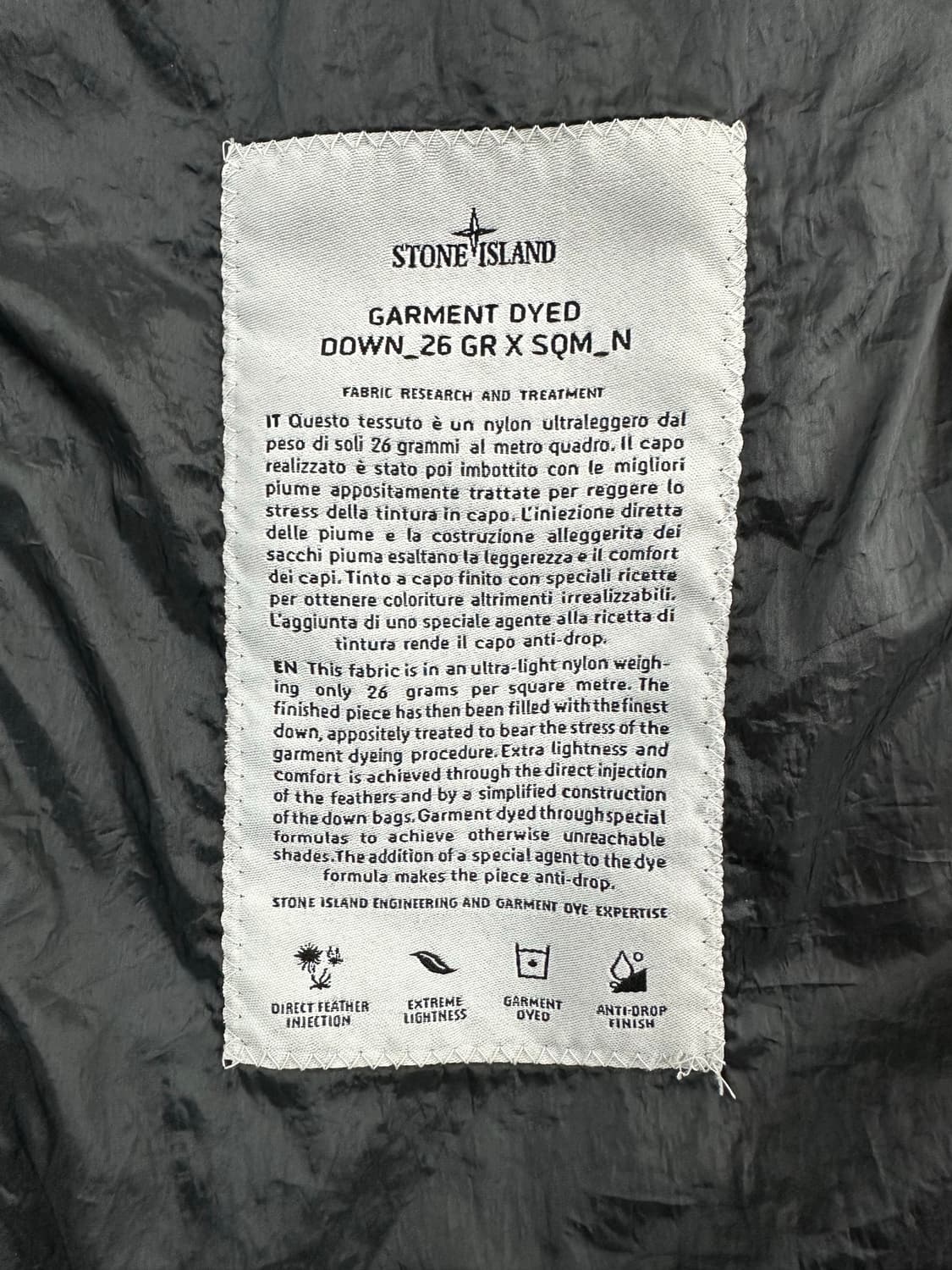 [XL] 백화점판 정품 스톤아일랜드 가먼트다이드 후디 푸퍼 경량패딩 블랙 상품이미지5