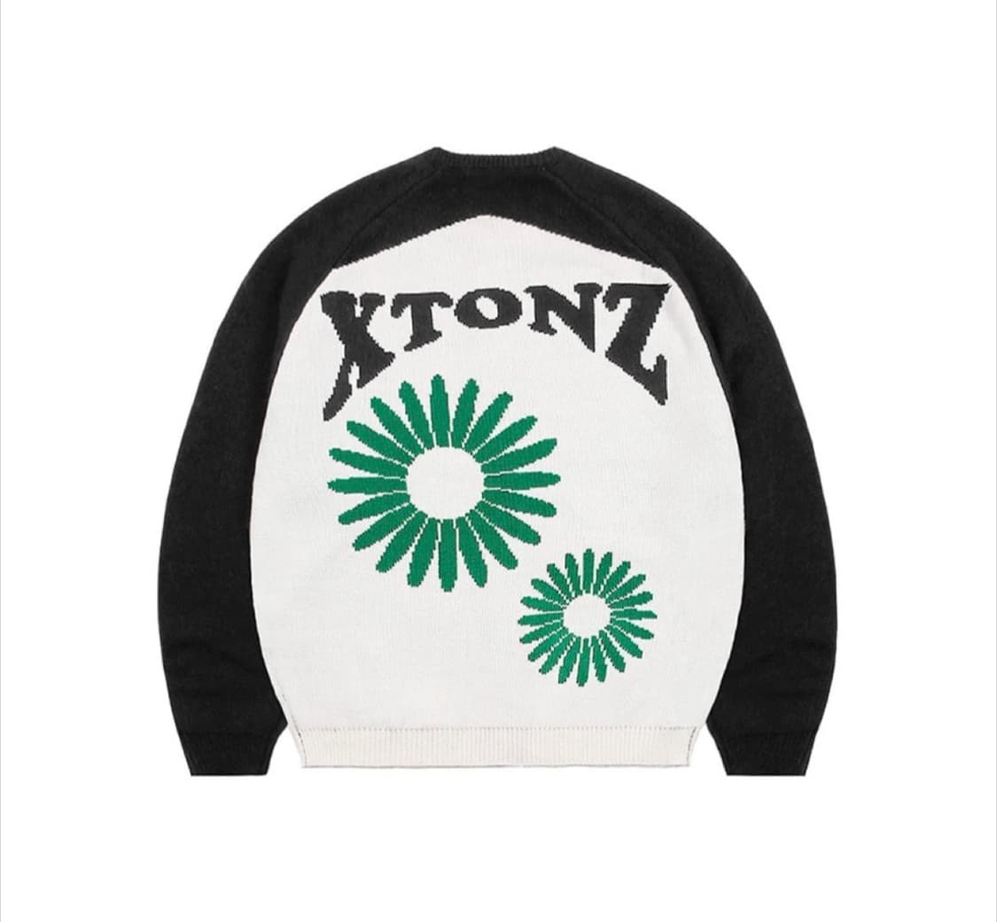 엑스톤즈 플라워 래글런 니트집업 상품이미지3