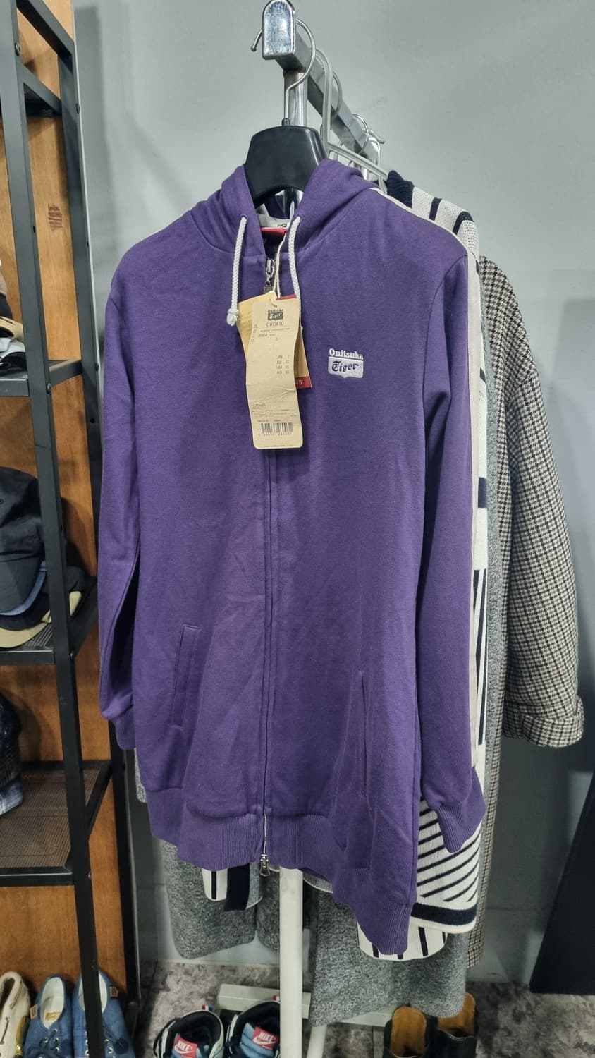 레이디용) 오니츠카타이거 퍼플 트랙후드집업(기모) s사이즈 새제품 상품이미지1