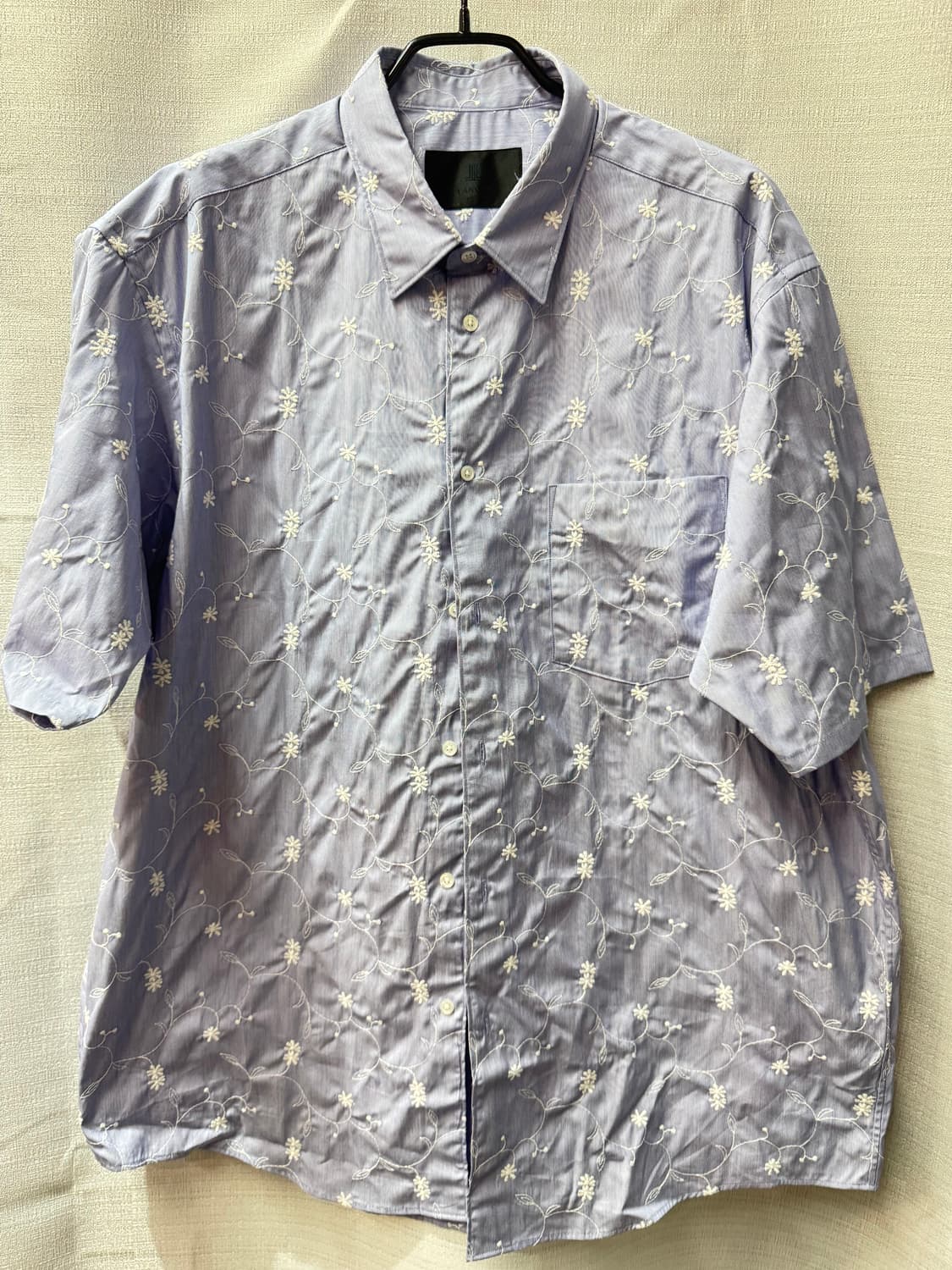 랑방 플라워 자수 반팔 셔츠 XL 상품이미지1