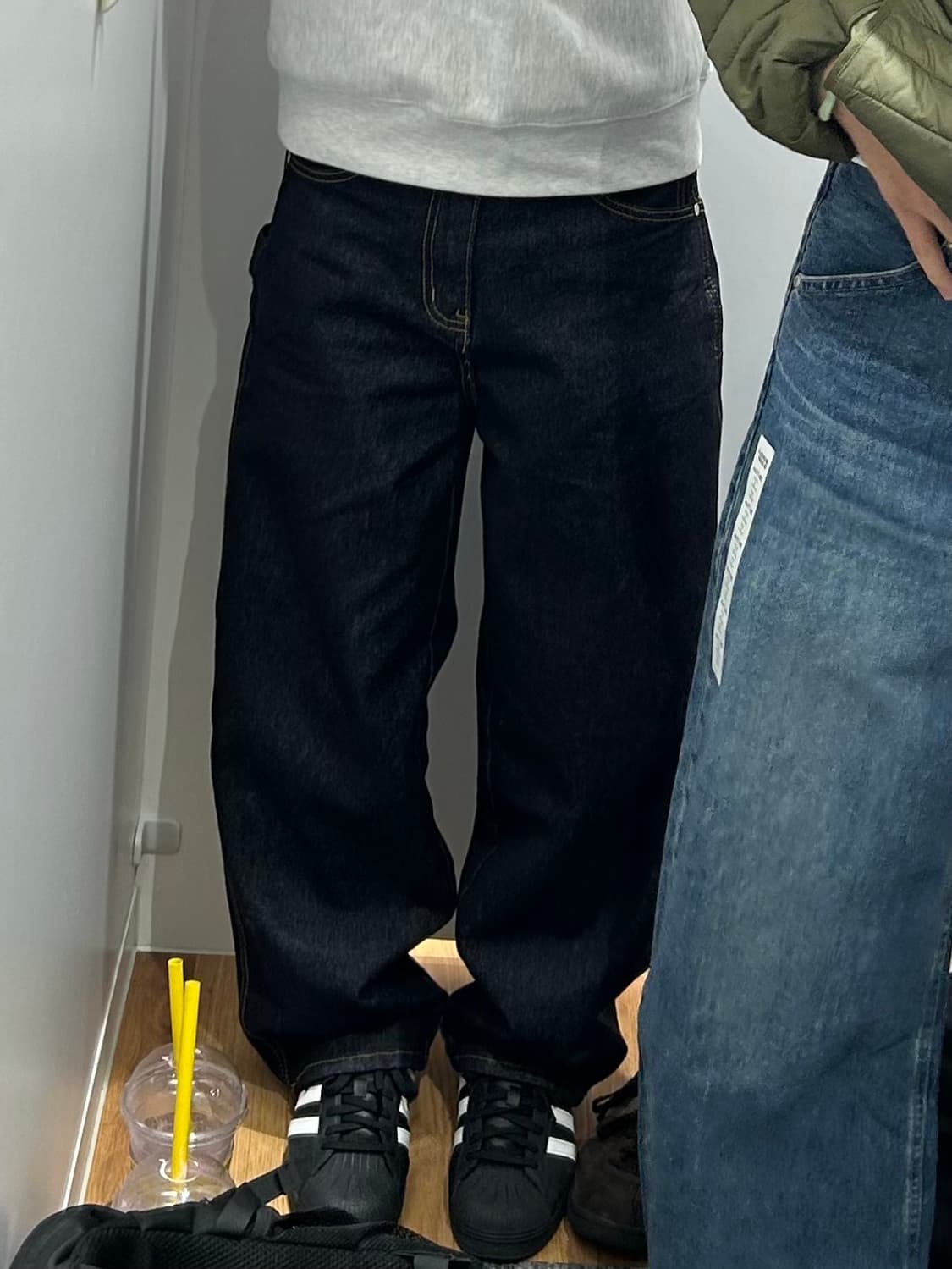 스웨이드 배기 데님 로우 인디고 상품이미지1