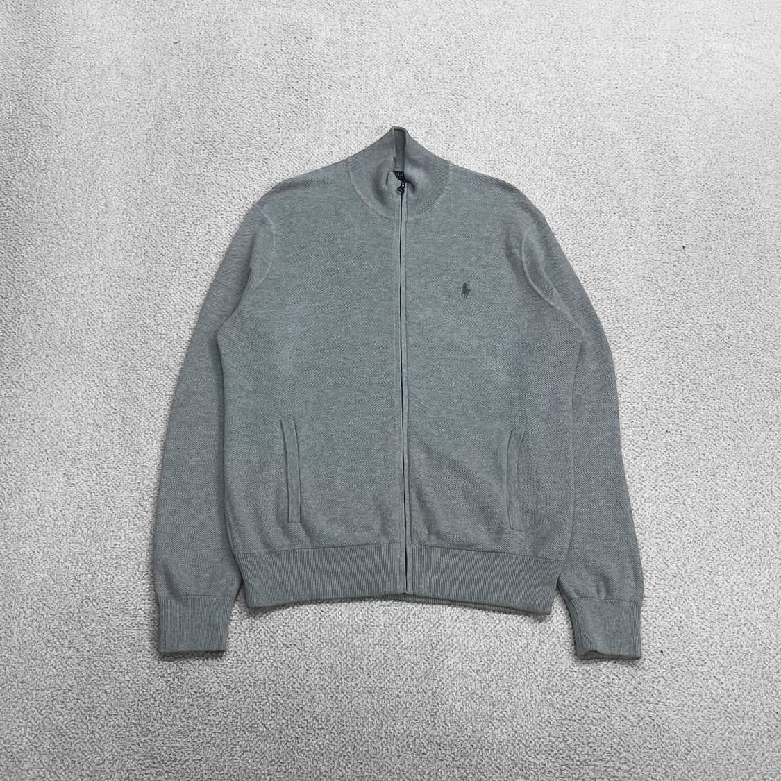 폴로 니트 집업 가디건 그레이 XL 상품이미지1