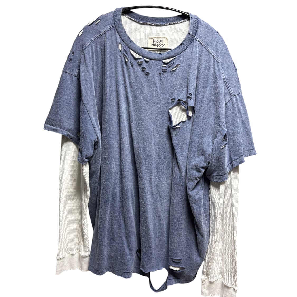 홈리스 빈티지 레이어드 와플 롱슬리브 워시드 블루  1 상품이미지1