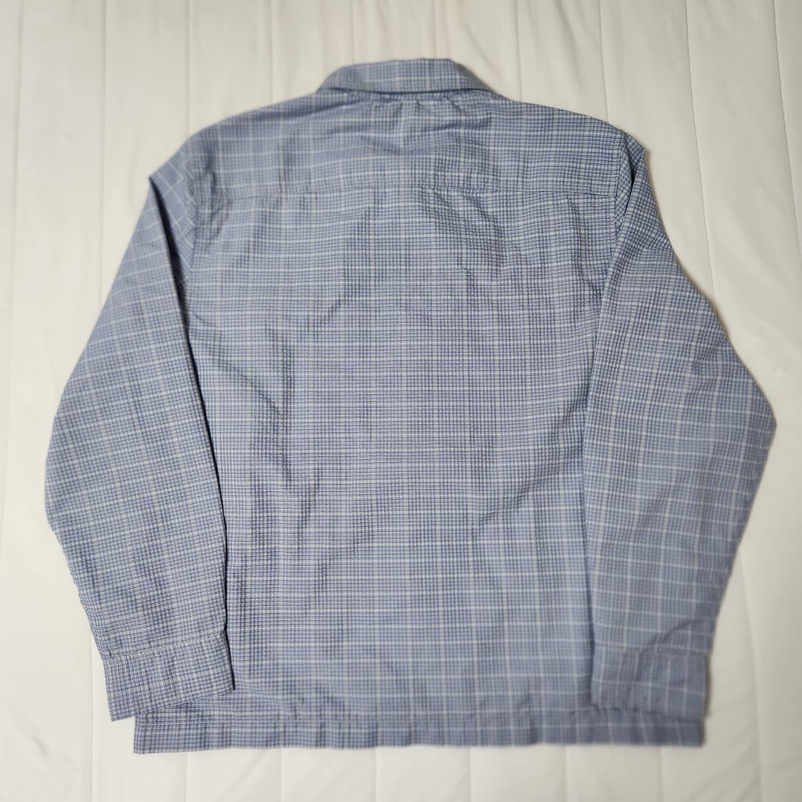 아르켓 시어서커 집업 셔츠 M 100 더스티 블루 체크 자켓 상품이미지5