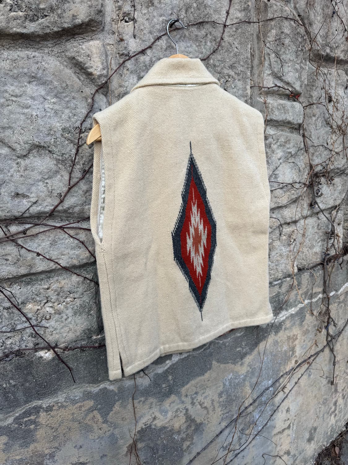 오르테가 핸드 우븐 울 네이티브 무늬 웨스턴 카라 치마요 베스트 조끼 상품이미지4