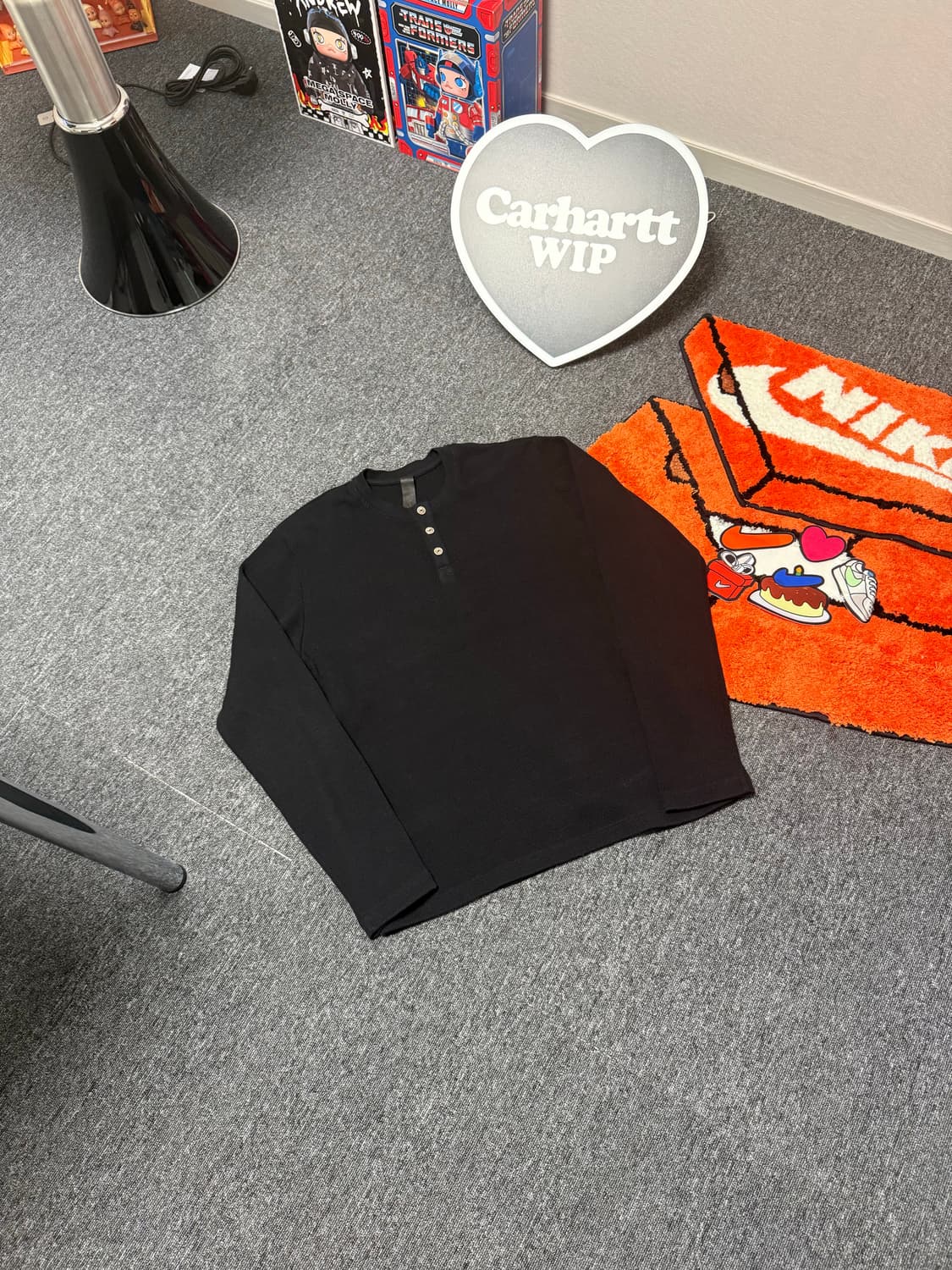 [XL] 크롬하츠 세메터리 크로스 헨리넥 와플 니트 블랙 상품이미지2