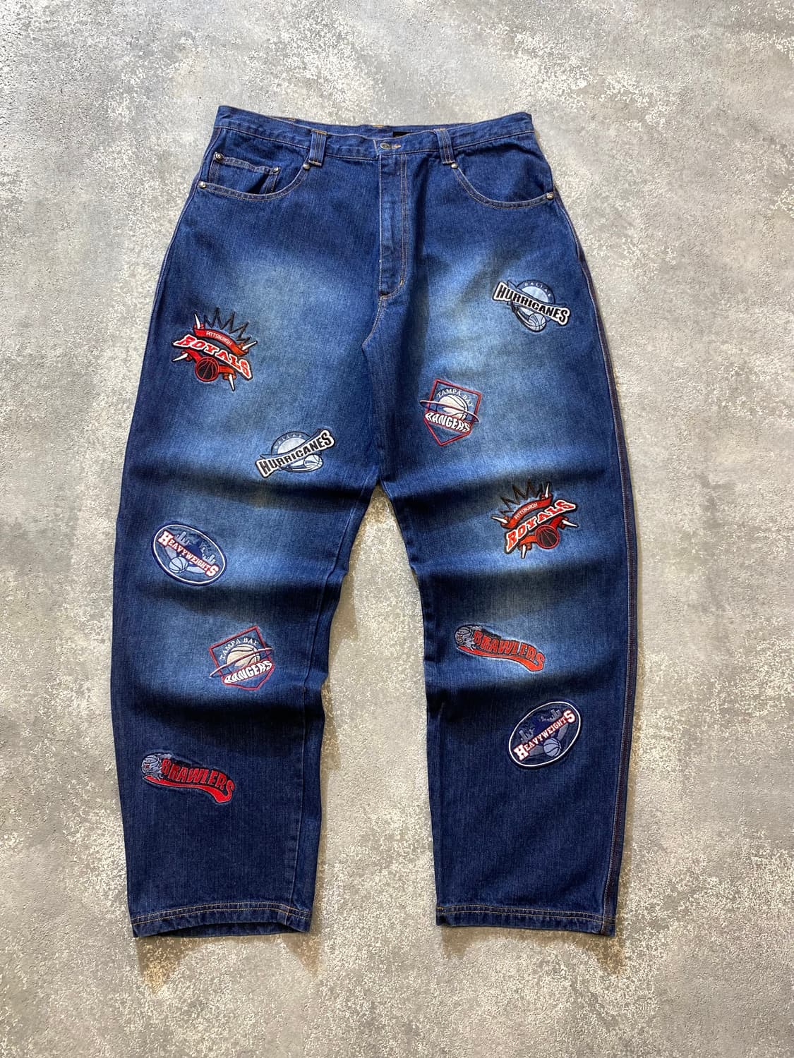 [36] 90-00s LEAK GEAR NBA 자수 루즈핏 데님팬츠 상품이미지1