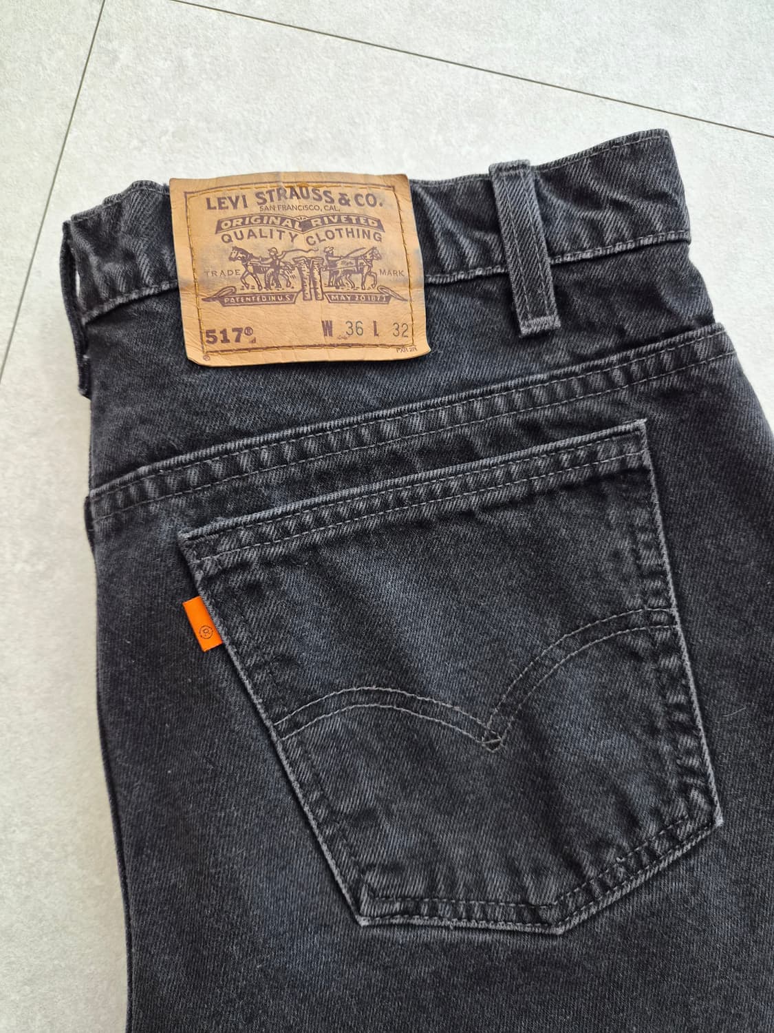 빈티지 리바이스 517 블랙 블랭크탭 36x32 상품이미지1