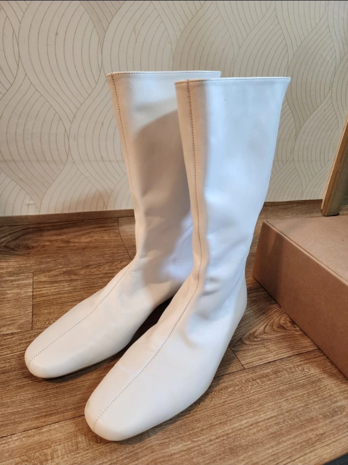 수제가죽 하프 부츠 화이트 245 상품이미지1