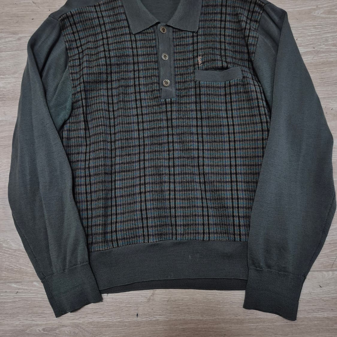 입생로랑 멀티체크 카라 니트 M(95) 상품이미지3