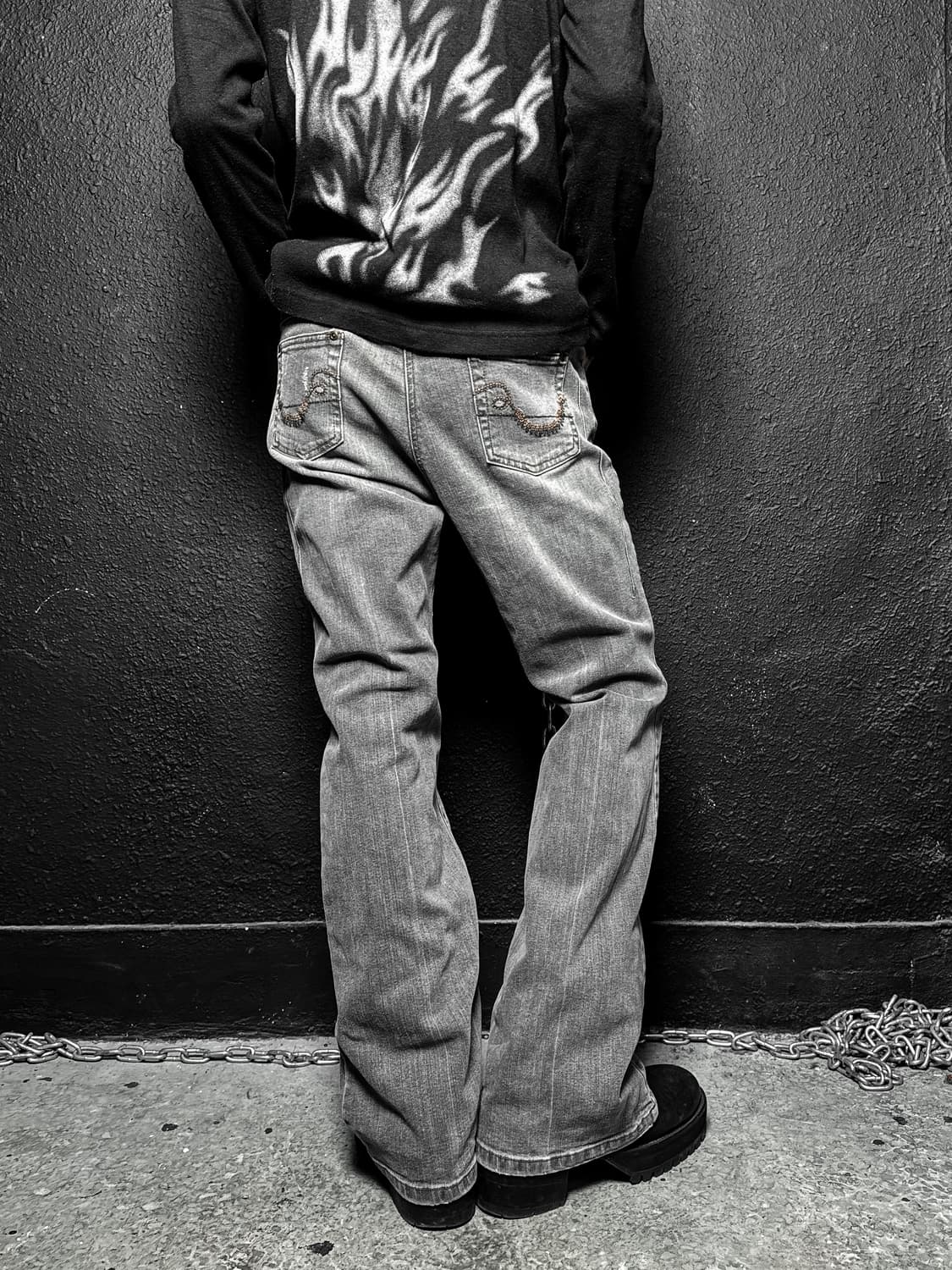 Grey Vintage Wash Bootcut Denim 상품이미지4