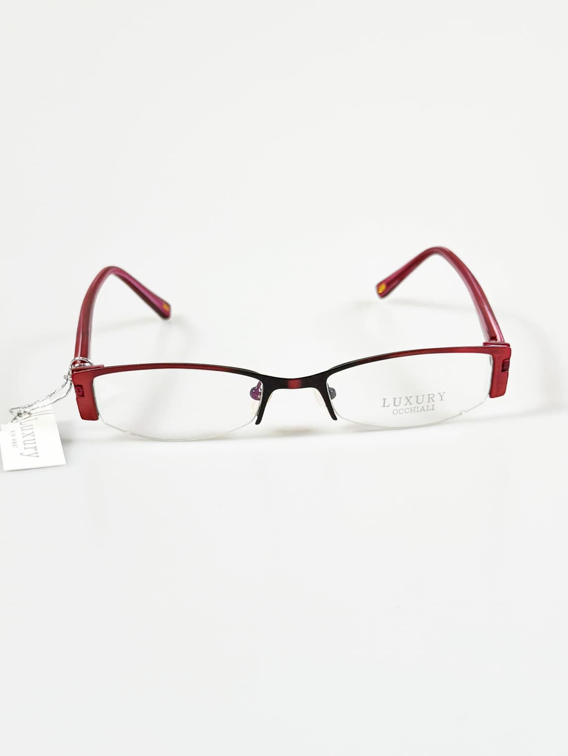 LUXURY Occhiali 반무테 스퀘어 레드 메탈 빈티지 안경 상품이미지2