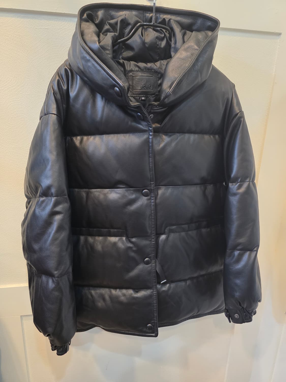 ROBO 블랙 가죽 구스패딩 자켓 66사이즈 상품이미지2