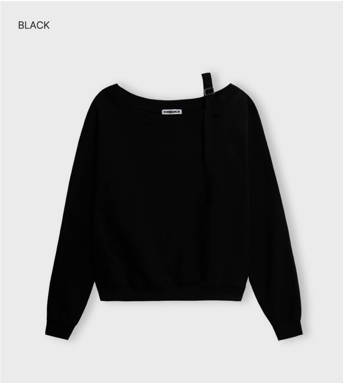 칙스 버클 원숄더 맨투맨 블랙 상품이미지2