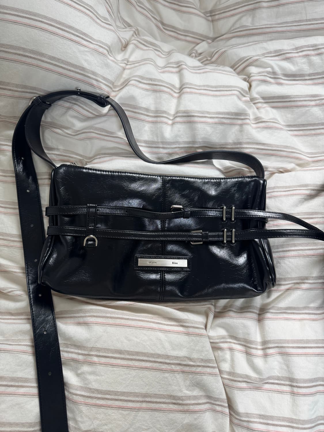 마뗑킴 더블 벨티드 스트랩 미니백 블랙 상품이미지2
