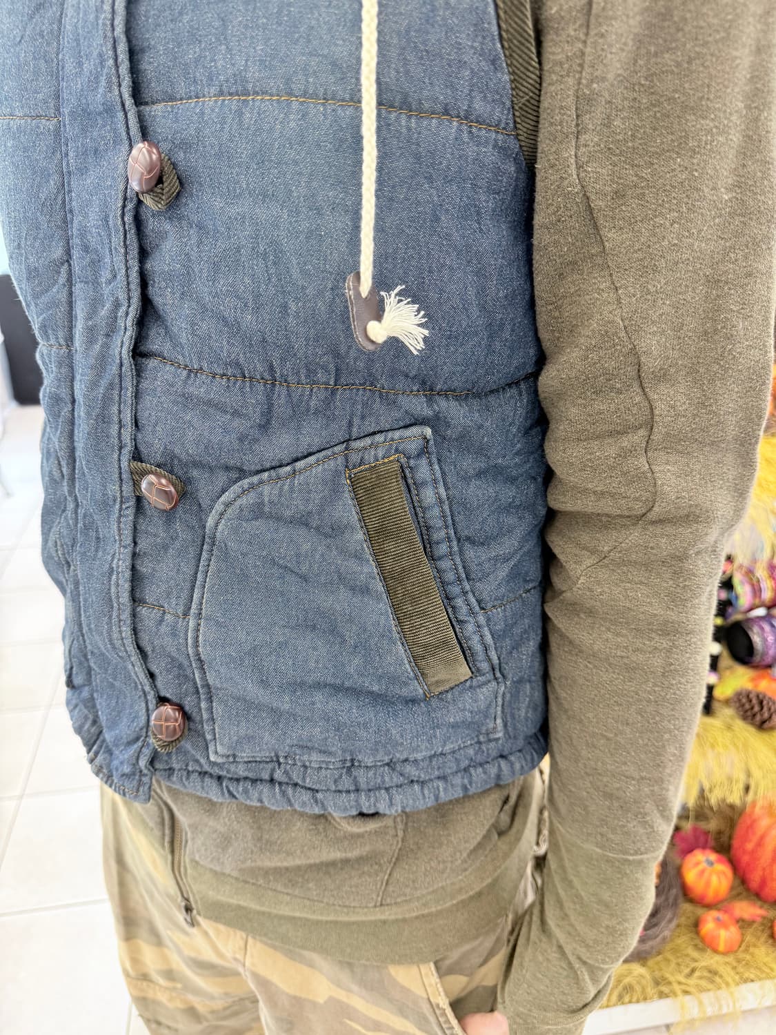 denim light padded vest 상품이미지5