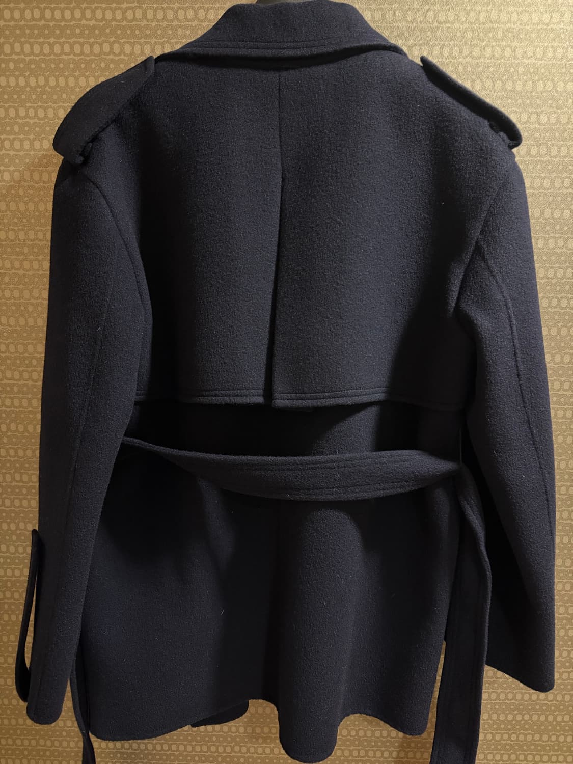 블루민 캐시미어 루즈핏 하프 코트 네이비 상품이미지6