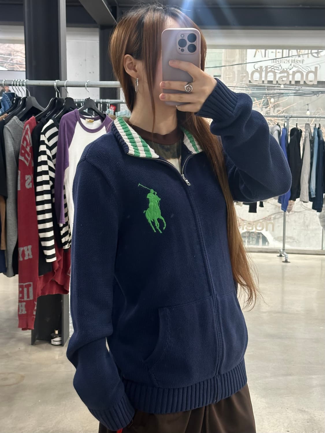 폴로랄프로렌 00s 빅포니 코튼 니트집업 상품이미지1