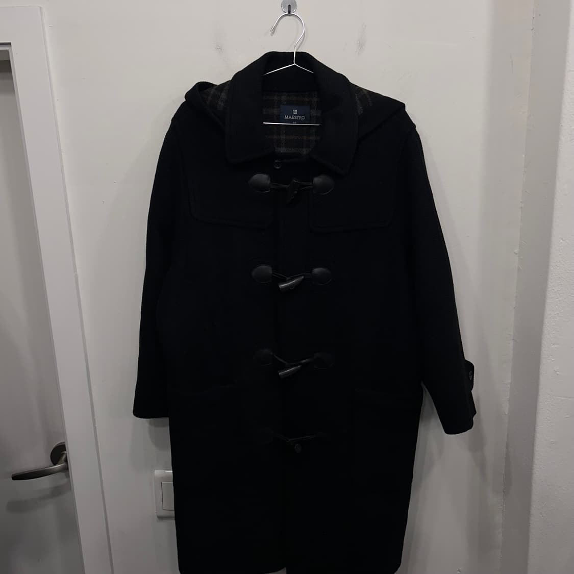 마에스트로 울 해링본 후디드 카라 더플코트 상품이미지2