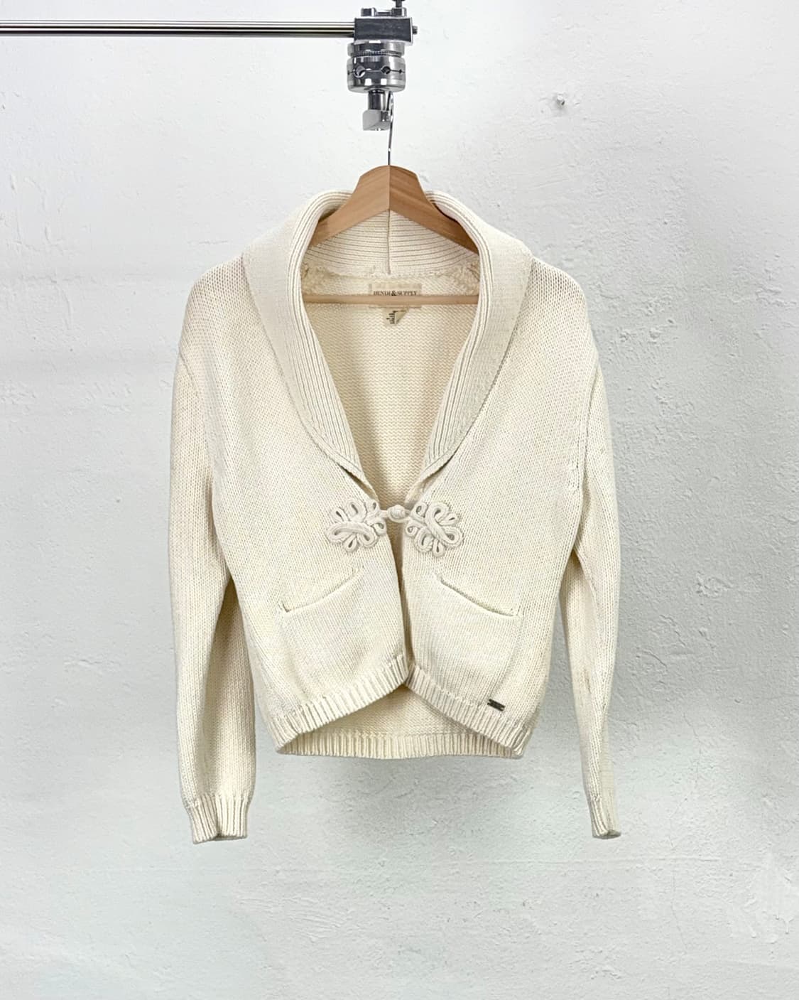 데님 앤 서플라이 랄프 로렌 아이보리 코튼 크로피 카라 가디건 상품이미지1