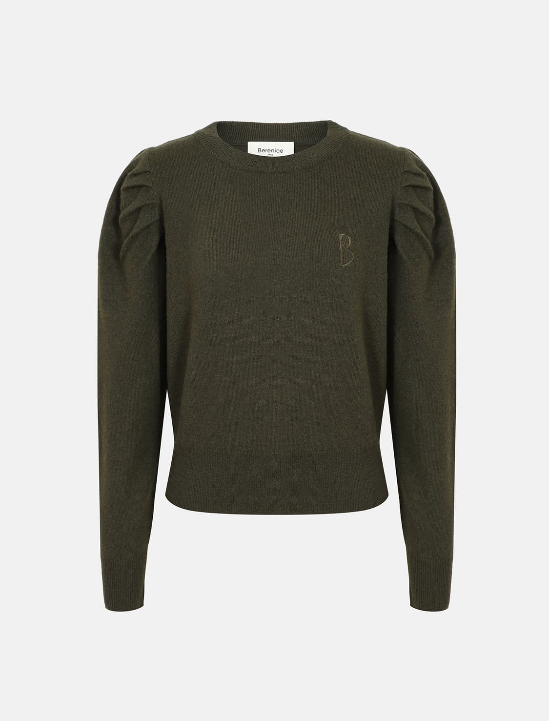 [베르니스] 여성 퍼프숄더 로고 자수 니트 상품이미지1