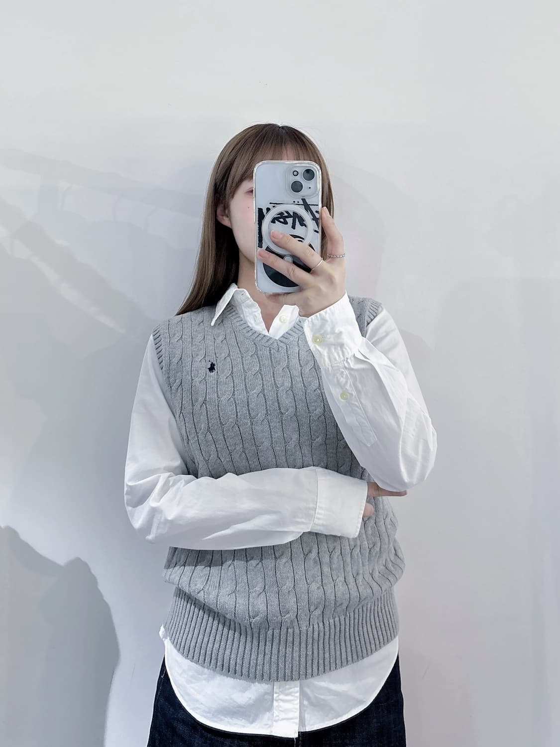 폴로랄프로렌 네이비포니 그레이 케이블 니트조끼 상품이미지1