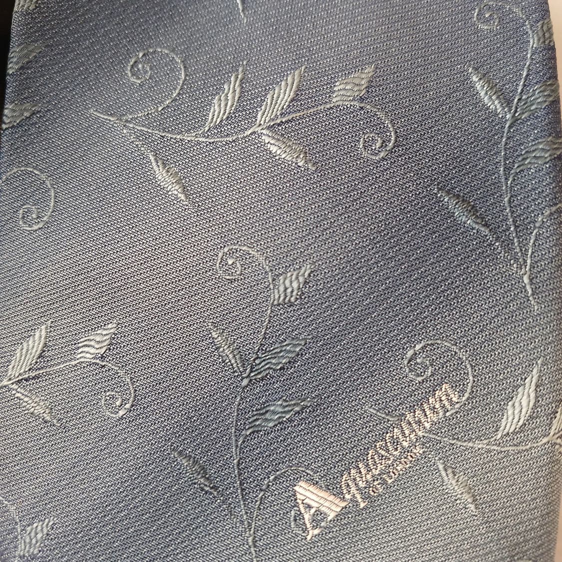 아쿠아스큐텀 실크 블루 자카드 패턴 넥타이 9.3cm A등급 A19560 상품이미지5