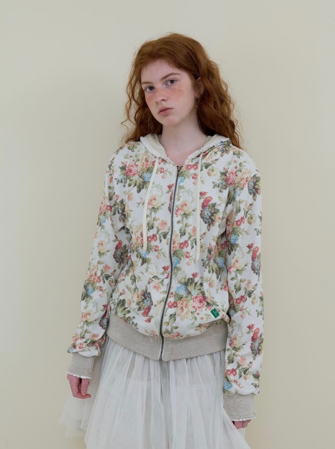 노컨텐츠 flower lace zip up ivory 상품이미지1