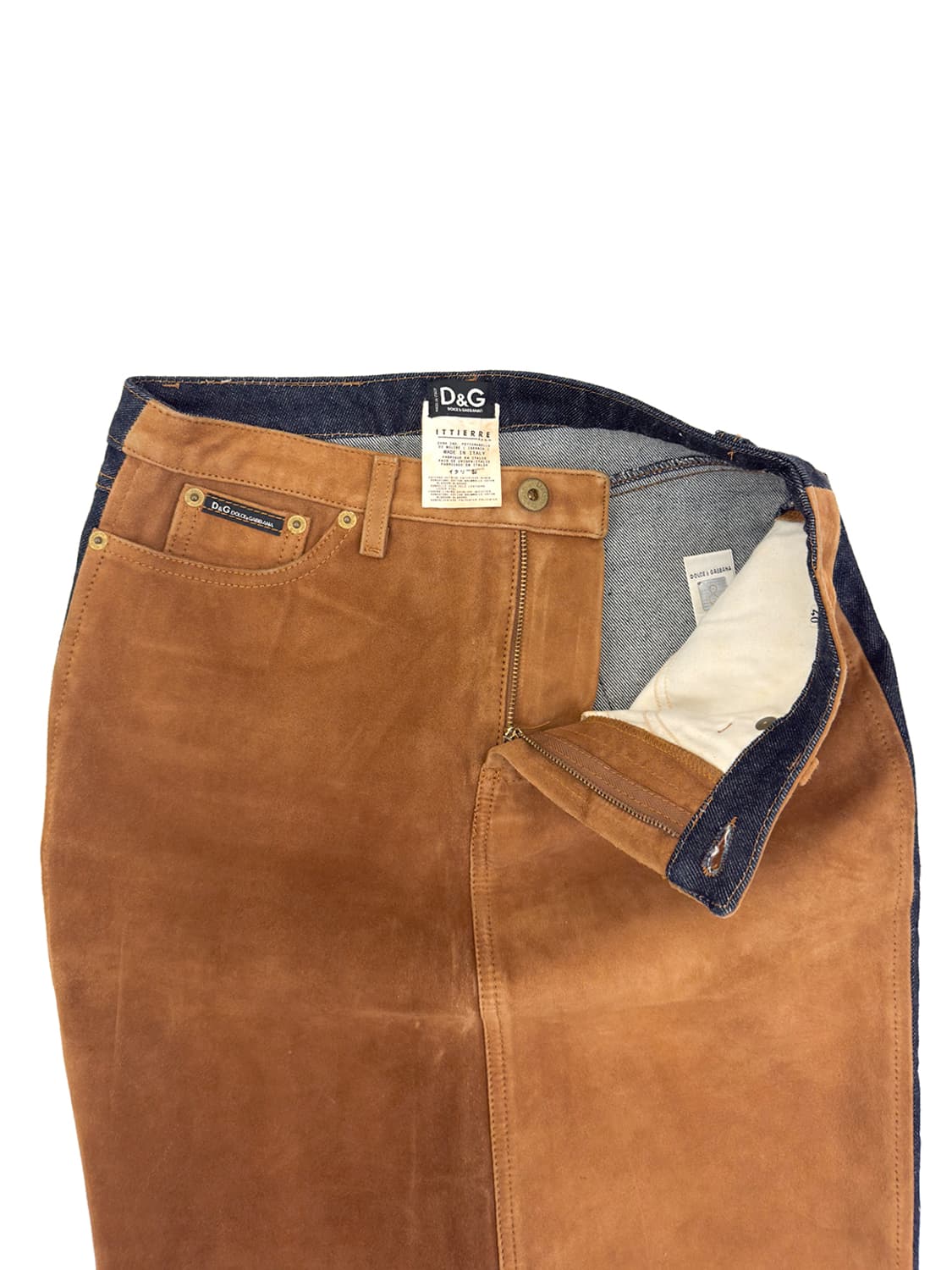 Dolce&Gabbana Suede Panel Denim Skirt/40 상품이미지6