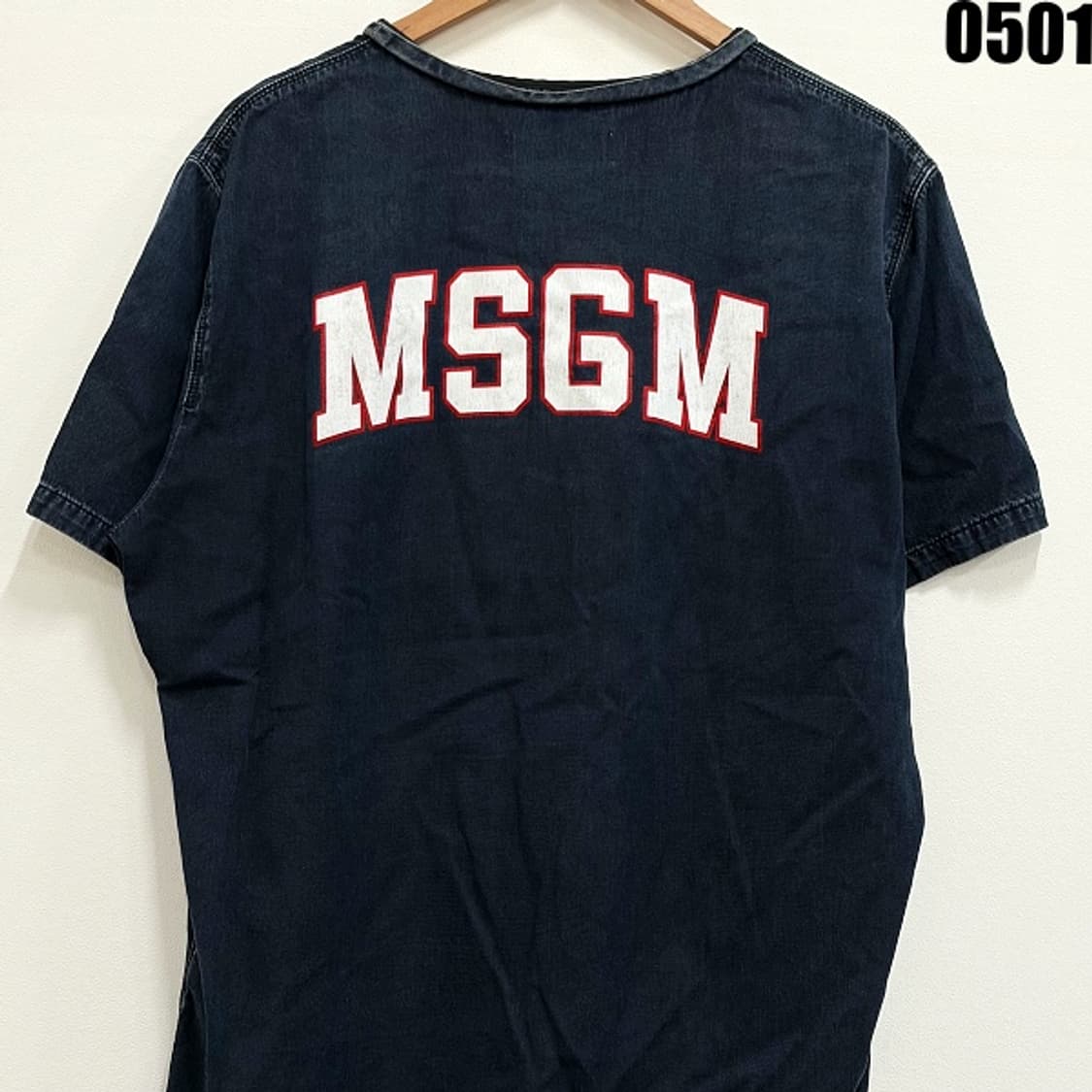MSGM 밀라노 데님 반팔 티셔츠 백로고 48 0501 상품이미지8