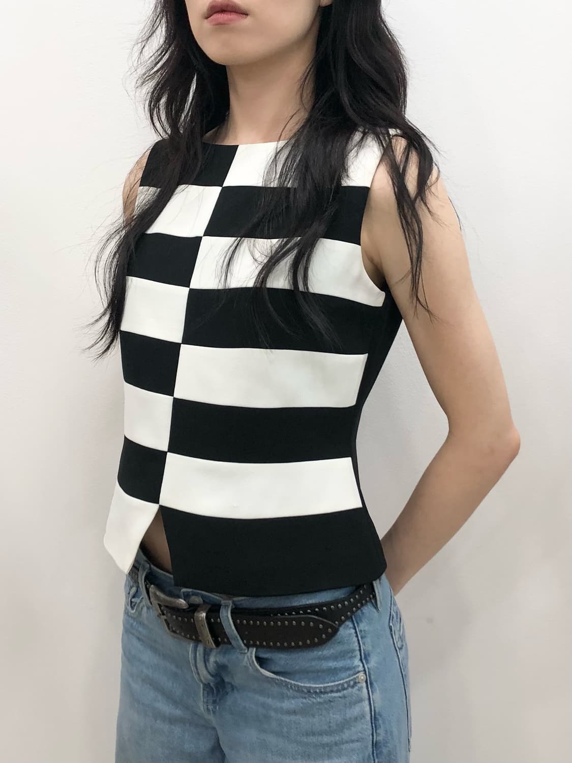 Black&white chic vest 상품이미지2