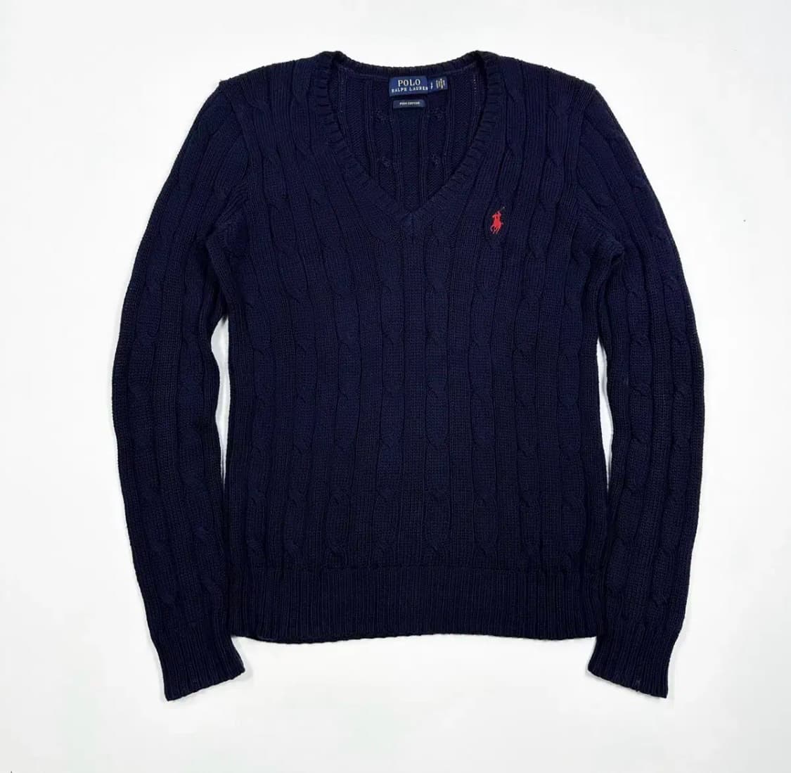 폴로 랄프로렌 피마코튼 브이넥 니트 s 상품이미지1