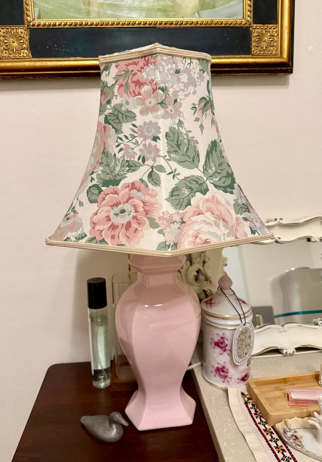 영국플로럴핑크포세린(도자기)스탠드조명 상품이미지3