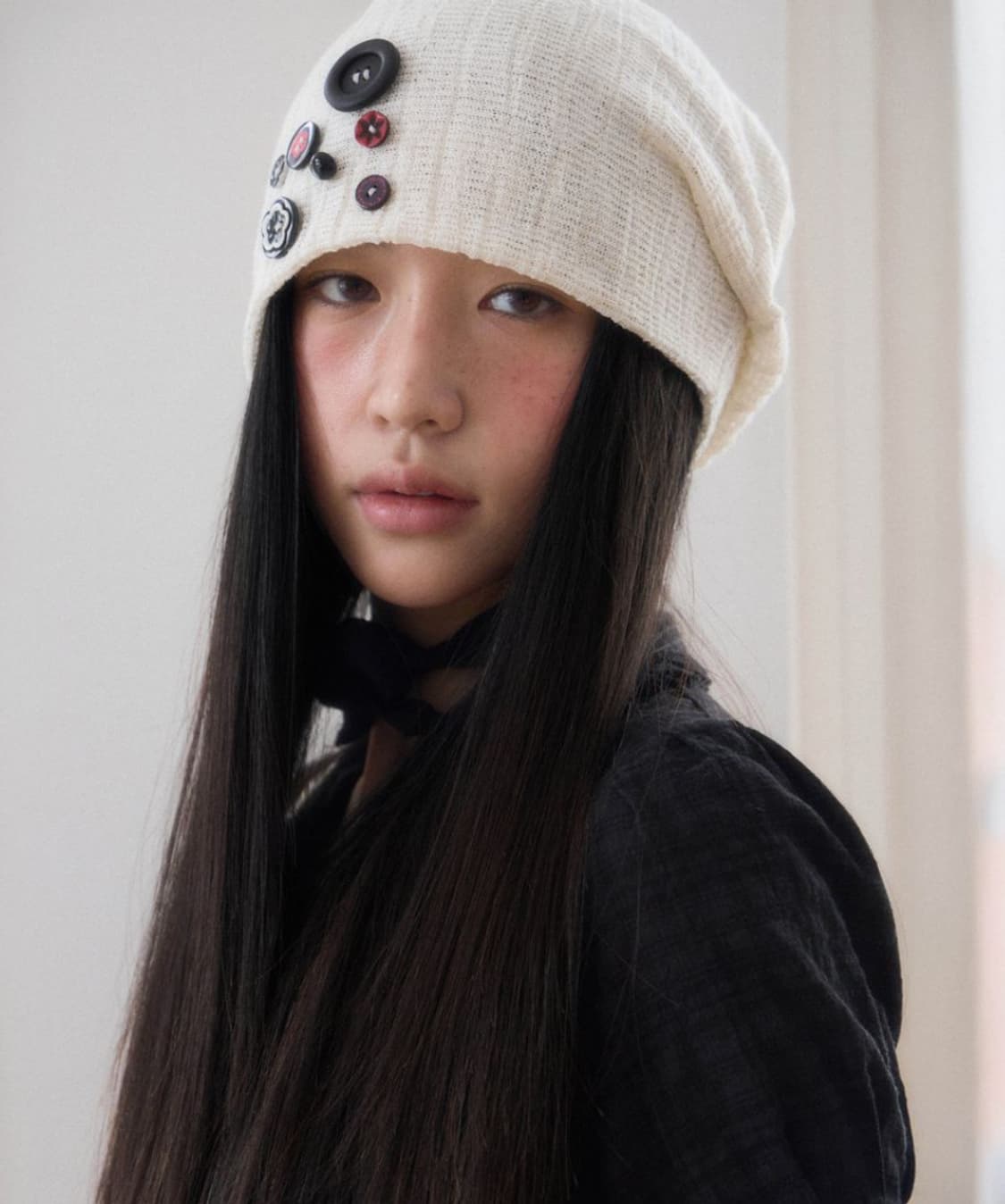 SIO 시오 버튼 포인트 비니 아이보리  상품이미지1