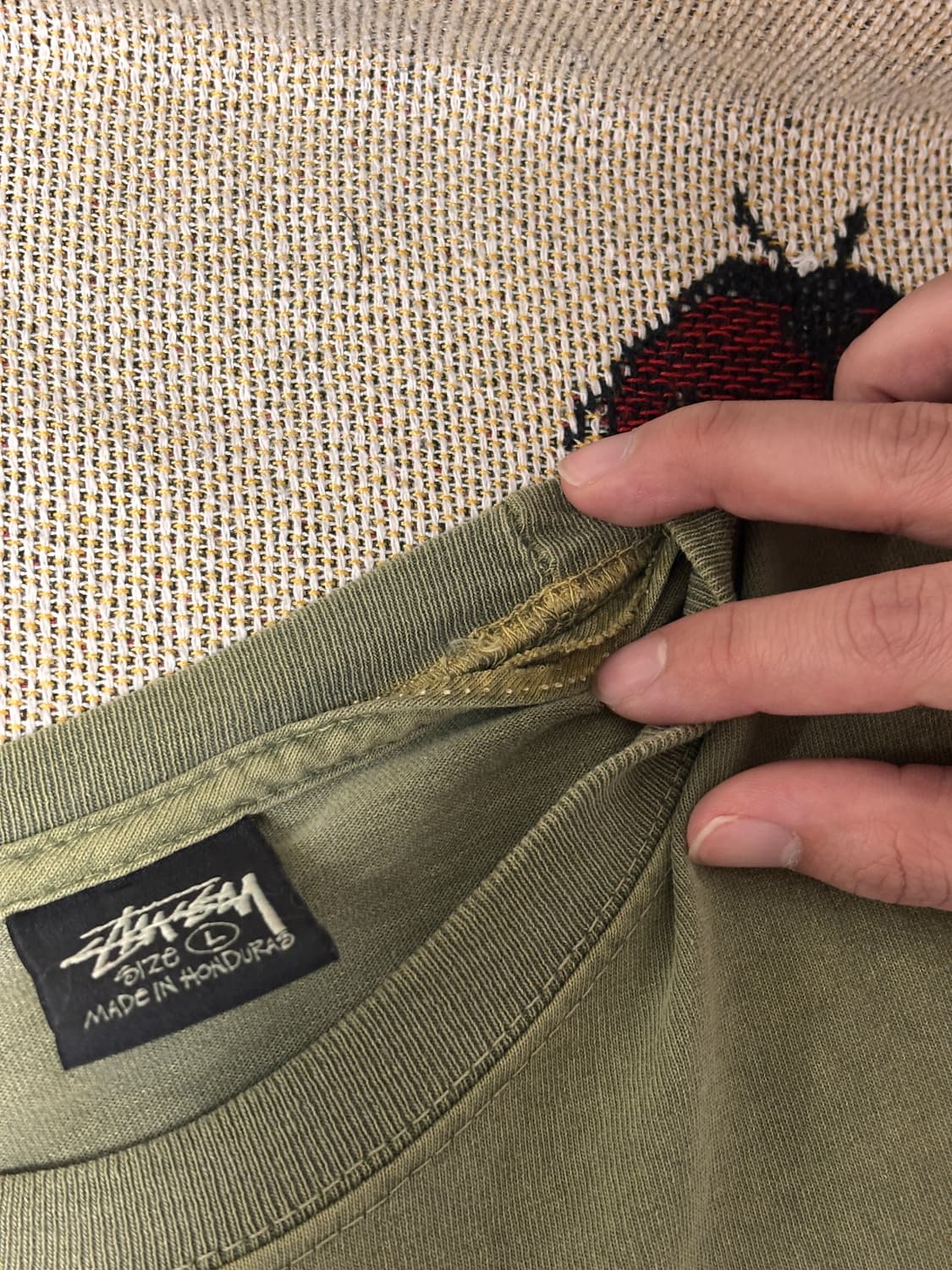 스투시 8볼 피그먼트 다이트 티셔츠 올리브 L 상품이미지5