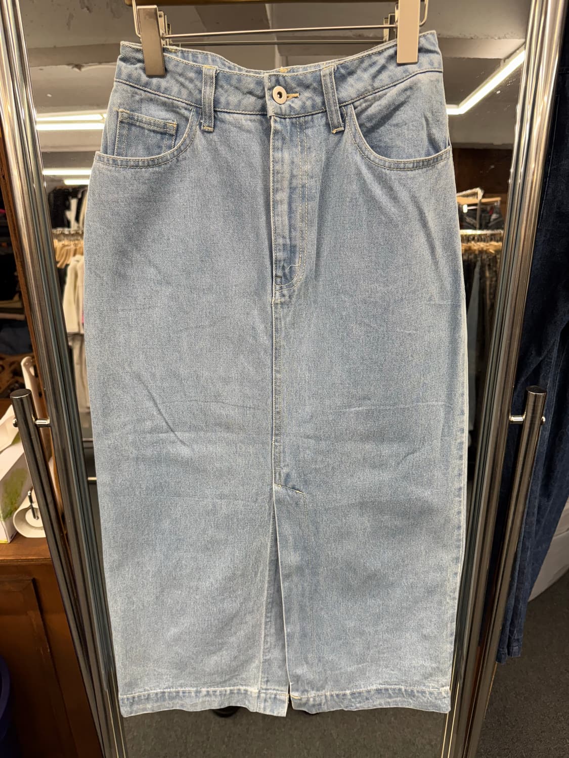 japanese vintage 연청 데님 롱스커트 상품이미지1