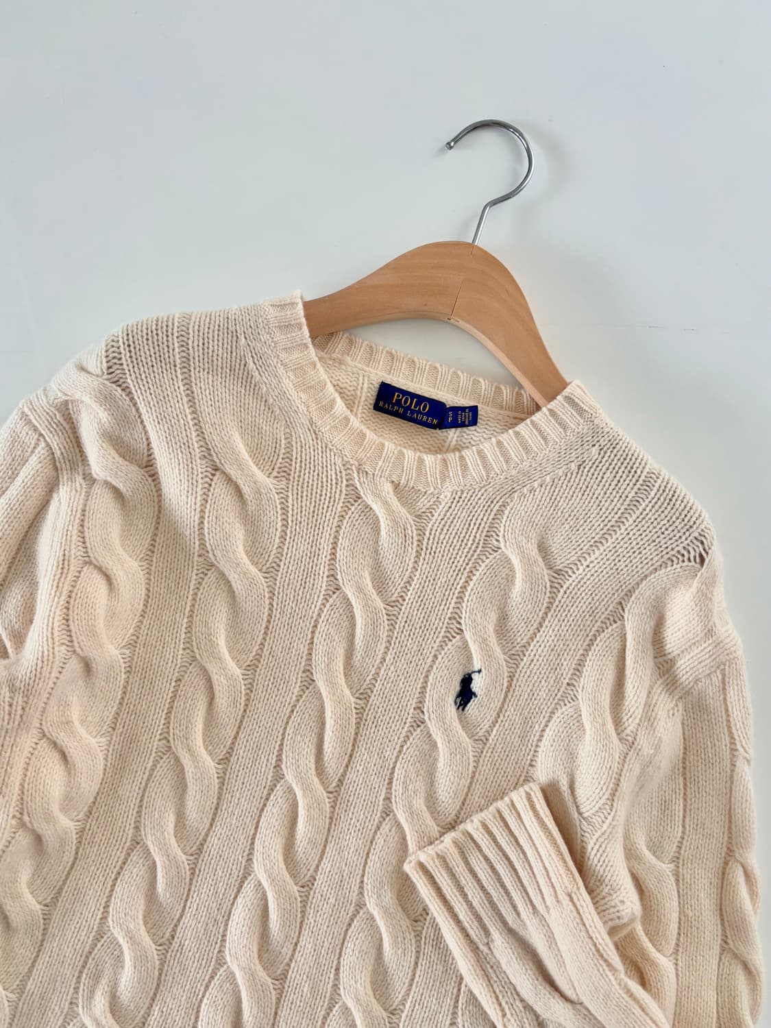 Polo 폴로 랄프로렌 신형 캐시미어10% 아이보리컬러 케이블 니트 상품이미지3
