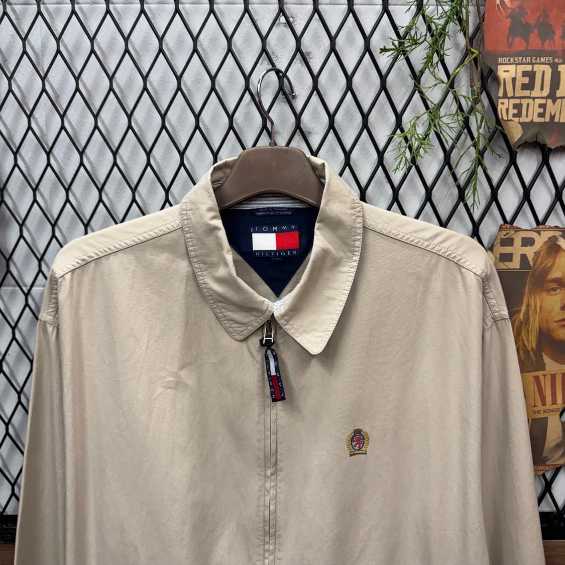 00s 타미힐피거 클래식 블루종 자켓 전면 로고 포인트 베이지 상품이미지3
